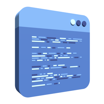 3d render coding icon. Coding screen 3d rendering. Programming with syntax code. 3d render illustration png