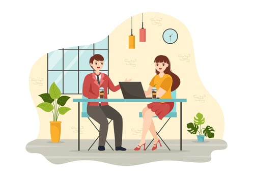 Cafe Vector Illustration of Interior with Bar stand, Table and Armchairs in Flat Cartoon Hand Drawn Landing Page Restaurant Background Templates
