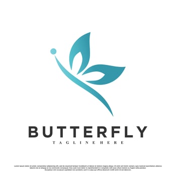 Minimalist butterfly logo design Premium Vector