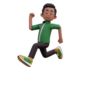 3d male character happy running png