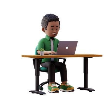 3d male character working on a laptop png