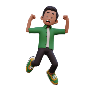 3d male character happy jumping png