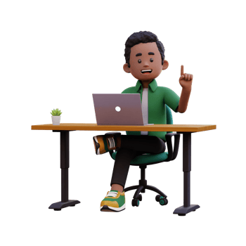 3d male character got an idea while working on a laptop png