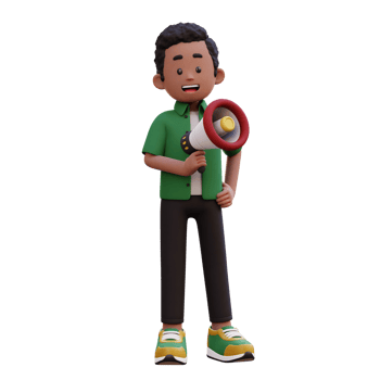 3d male character holding a megaphone png