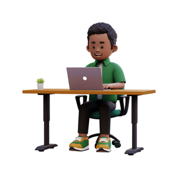 3d male character working on a laptop png