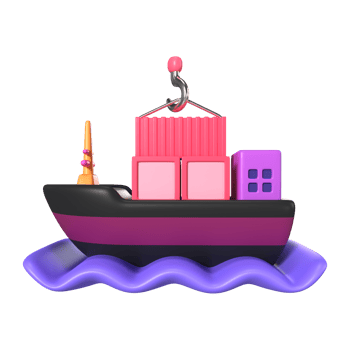 Cargo Ship 3D Illustration Icon png