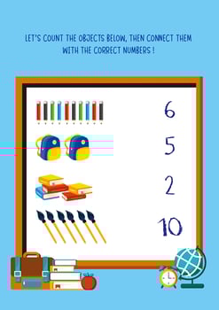 nursery worksheet, learning to count and tracing numbers vector
