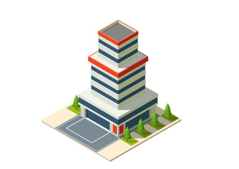 isometric modern futuristic building vector