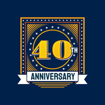 Birthday badge and 40th anniversary label or seal vector