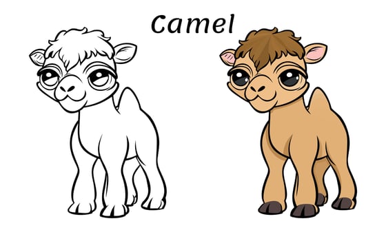 Cute Camel Animal Coloring Book Illustration vector