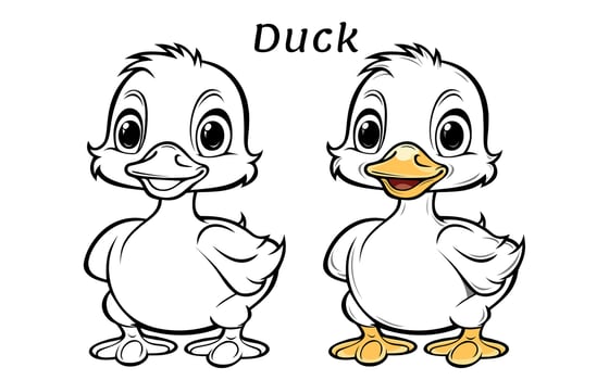 Cute Duck Animal Coloring Book Illustration vector