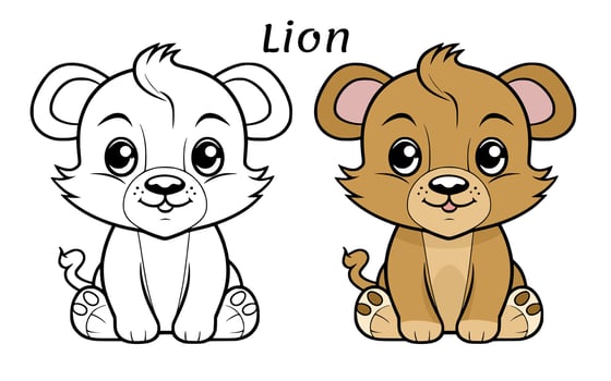 Cute Lion Animal Coloring Book Illustration vector