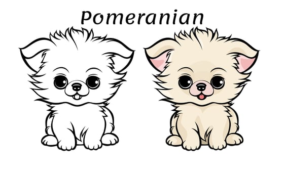 Cute Pomeranian Dog Animal Coloring Book Illustration vector