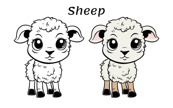 Cute Sheep Animal Coloring Book Illustration vector