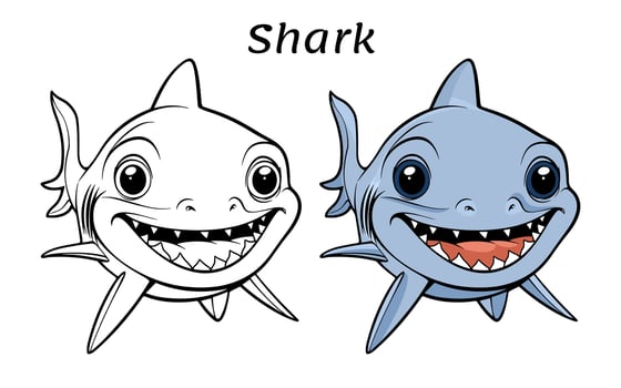 Cute Shark Animal Coloring Book Illustration vector