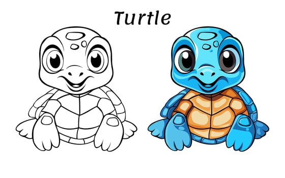 Cute Turtle Animal Coloring Book Illustration vector