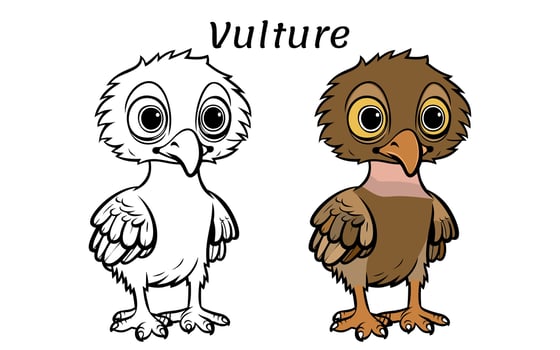 Cute Vulture Animal Coloring Book Illustration vector
