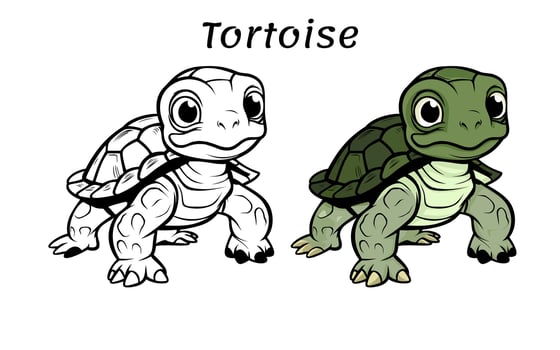 Cute Tortoise Animal Coloring Book Illustration vector