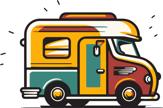 Hand Drawn vintage Food Truck logo in flat line art style png