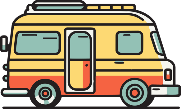 Hand Drawn vintage Food Truck logo in flat line art style png
