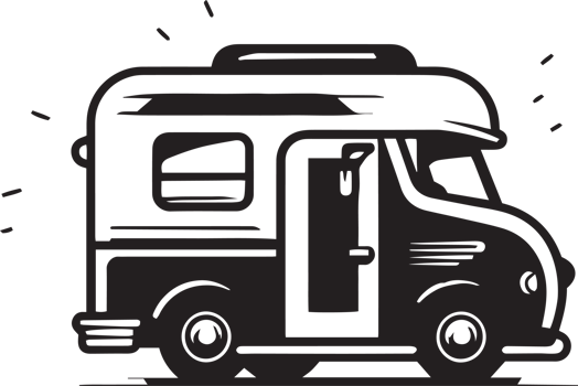 Hand Drawn vintage Food Truck logo in flat line art style png