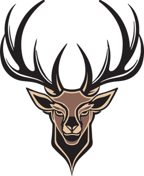 Hand Drawn vintage deer head logo in flat line art style png