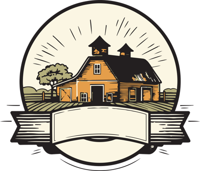 Hand Drawn vintage farm house logo in flat line art style png