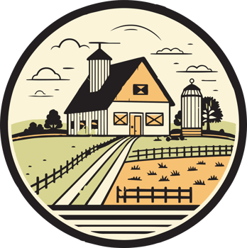 Hand Drawn vintage farm house logo in flat line art style png
