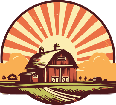 Hand Drawn vintage farm house logo in flat line art style png