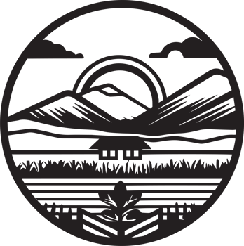 Hand Drawn vintage nature and fields logo in flat line art style png