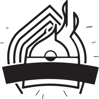 Hand Drawn vintage fire with barbecue logo in flat line art style png