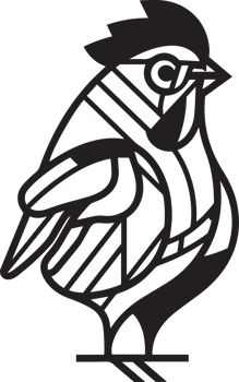 Hand Drawn vintage chicken logo in flat line art style png