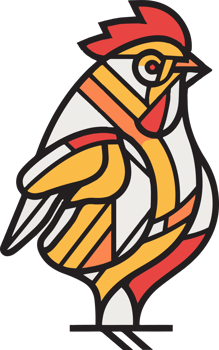 Hand Drawn vintage chicken logo in flat line art style png