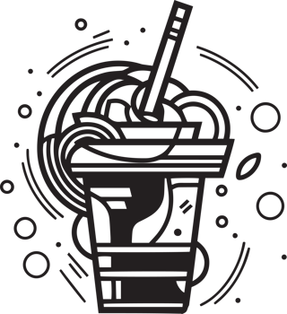 Hand Drawn vintage cocktail logo in flat line art style png