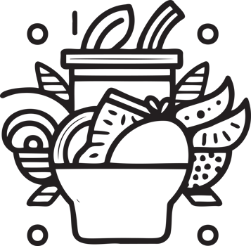 Hand Drawn vintage fruit and juice logo in flat line art style png