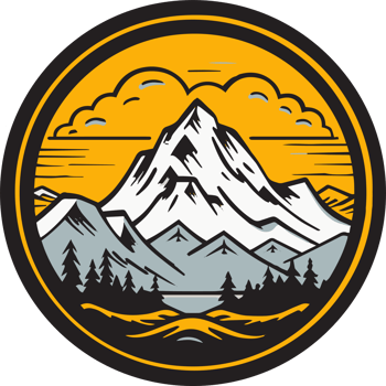 Hand Drawn vintage mountain logo in flat line art style png