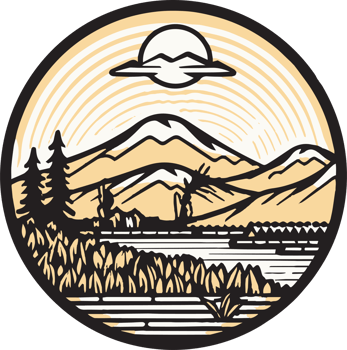 Hand Drawn vintage mountain logo in flat line art style png