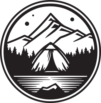Hand Drawn vintage mountain logo in flat line art style png