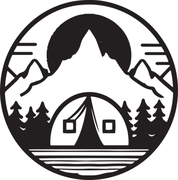 Hand Drawn vintage mountain logo in flat line art style png