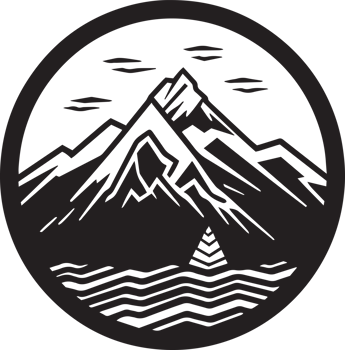 Hand Drawn vintage mountain logo in flat line art style png