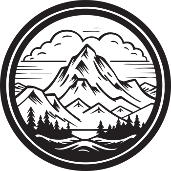 Hand Drawn vintage mountain logo in flat line art style png