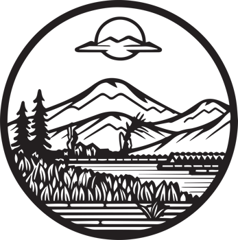 Hand Drawn vintage mountain logo in flat line art style png