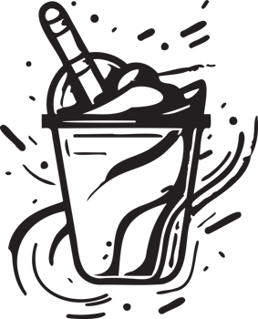 Hand Drawn vintage milkshake logo in flat line art style png