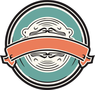 Hand Drawn vintage logo in flat line art style png
