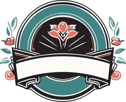 Hand Drawn vintage logo in flat line art style png