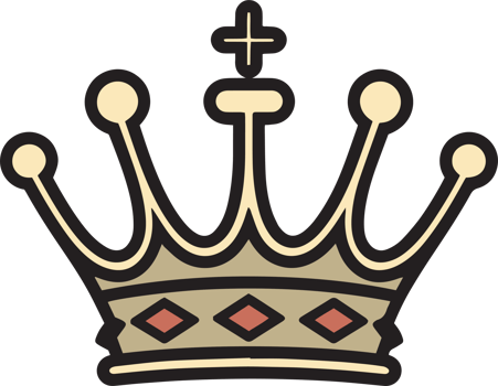 Hand Drawn vintage crown logo in flat line art style png