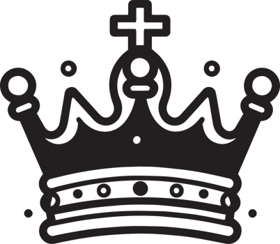 Hand Drawn vintage crown logo in flat line art style png
