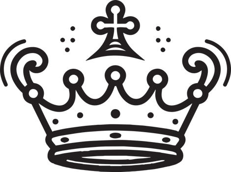Hand Drawn vintage crown logo in flat line art style png