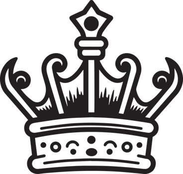 Hand Drawn vintage crown logo in flat line art style png