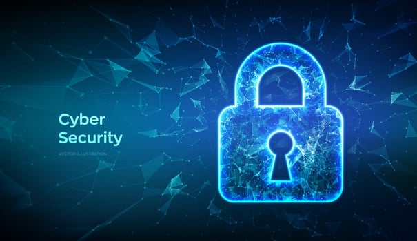 Lock. Cyber security. Padlock With Keyhole icon. Protect and Security or Safe concept. Illustrates cyber data security or information privacy idea. Low polygonal vector Illustration.